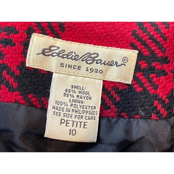 Eddie Bauer Vintage 1920 Plaid Straight & Pencil Skirt Wool Red Black Size 10P - Picture 6 of 7